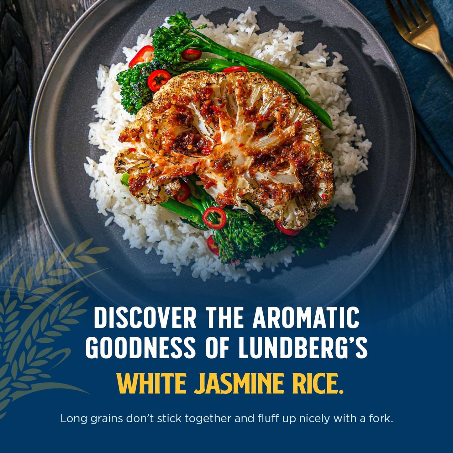 Lundberg Jasmine Rice, Long Grain White Rice - Non-Sticky, Fluffy Aromatic Rice, Sustainably Grown in California, Pantry Staples, 32 Oz