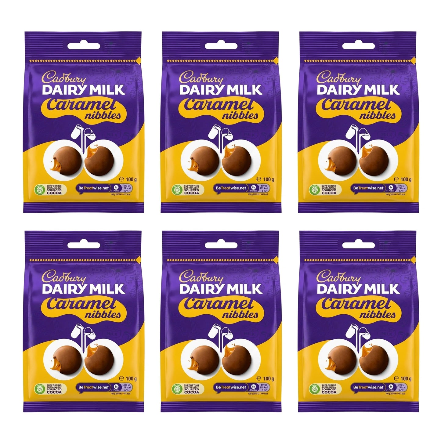 Cadbury Dairy Milk Caramel Nibbles 100g - Pack of 6