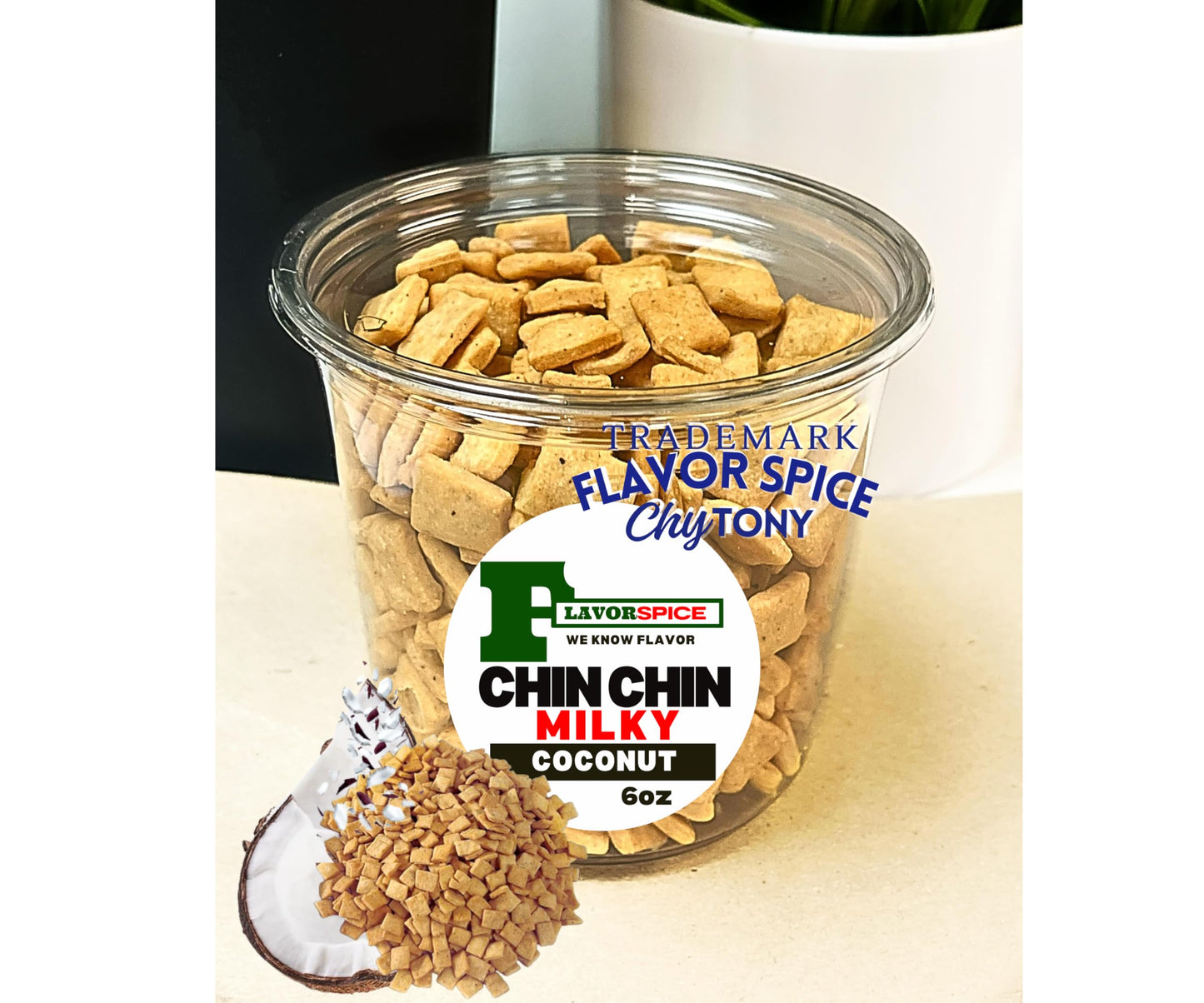 CHIN CHIN - (8oz, Crunchy, Milky and Coconut Delicious Snack)