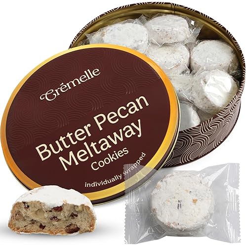 Cremelle Butter Pecan Meltaway Cookies, Pack of 18 Butter Pecan Cookies, Thoughtful Food Gifts for Adults, Ultimate Cookie Gifts for Mothers Day
