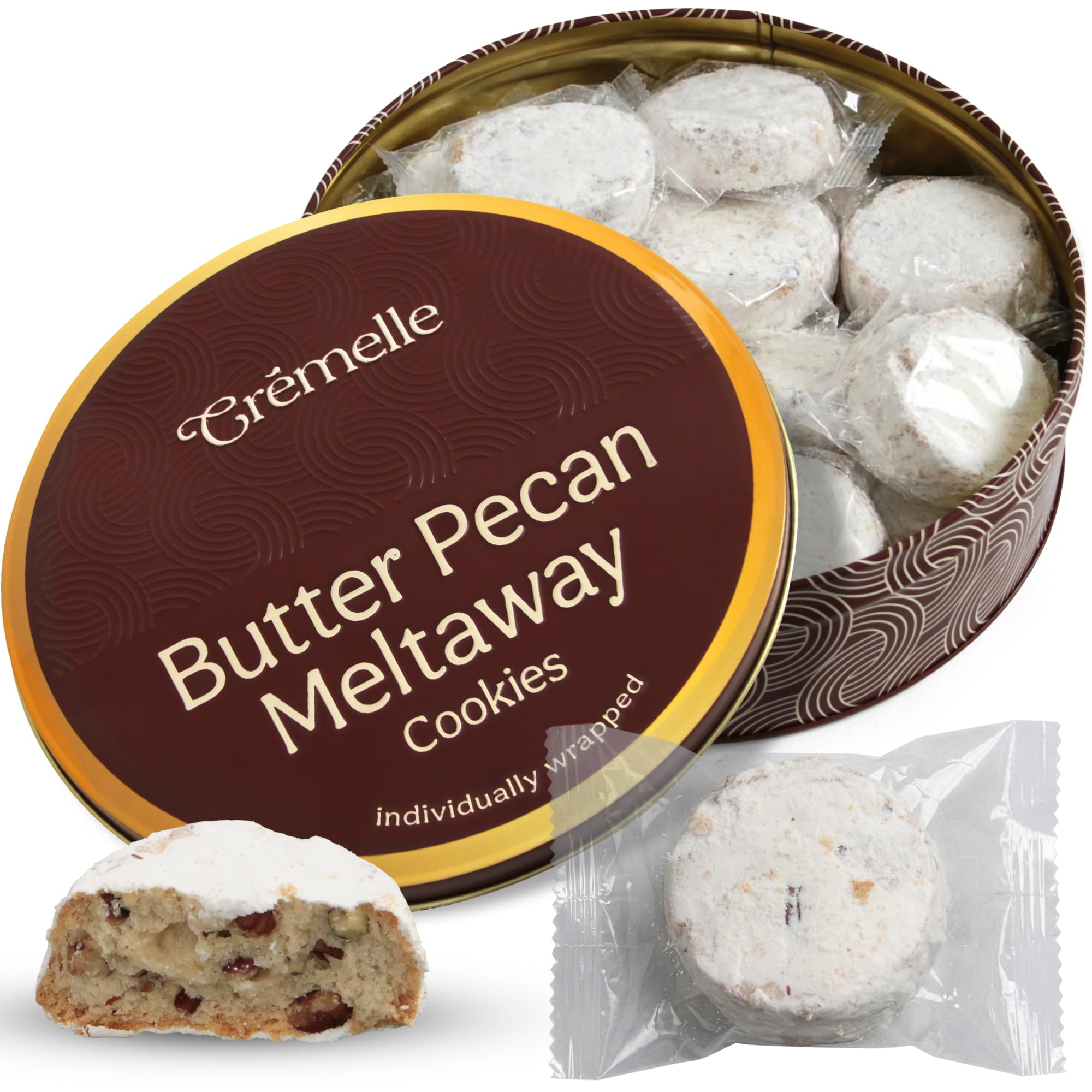 Cremelle Butter Pecan Meltaway Cookies, Pack of 18 Butter Pecan Cookies, Thoughtful Food Gifts for Adults, Ultimate Cookie Gifts for Mothers Day