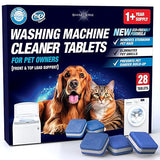 Washing Machine Cleaner Pro Tablets for Pet Owners - 28 Pack, Front & Top Load Washer Deep Cleaning, Septic Tank Safe, HE Support, Remove Stubborn Pet