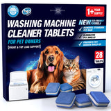Washing Machine Cleaner Pro Tablets for Pet Owners - 28 Pack, Front & Top Load Washer Deep Cleaning, Septic Tank Safe, HE Support, Remove Stubborn Pet