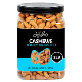 Honey Roasted Cashews - 32 oz Reusable Container | Gourmet Nuts Coated with Sweet & Natural Honey | Roasted to Perfection | Healthy Everyday Snack |