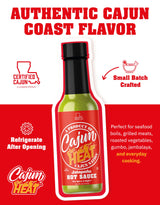 Cajun Nation CAJUN HEAT Jalapeno Hot Sauce 5oz - Bold Green Pepper Flavor with No MSG - Authentic Louisiana Style Heat from the Cajun Coast - Low
