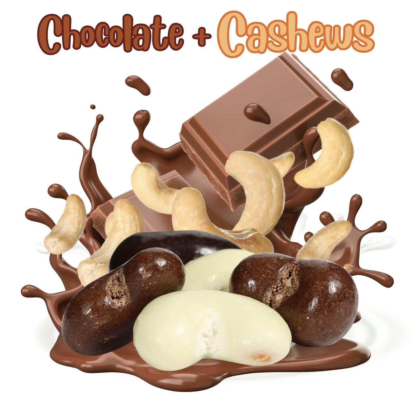 Gourmet Chocolate Covered Cashews Medley by Its Delish, 2 LBS Bulk Bag | Mix of Dark, Milk, and White Chocolate Coated Cashews - Chocolate Cashew Nuts