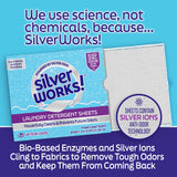 SilverWorks! Premium Dissolvable Laundry Detergent Sheets, Silver Ion Odor Elimination Technology, Powerfully Clean & Prevent Odors, Dissolves Fully