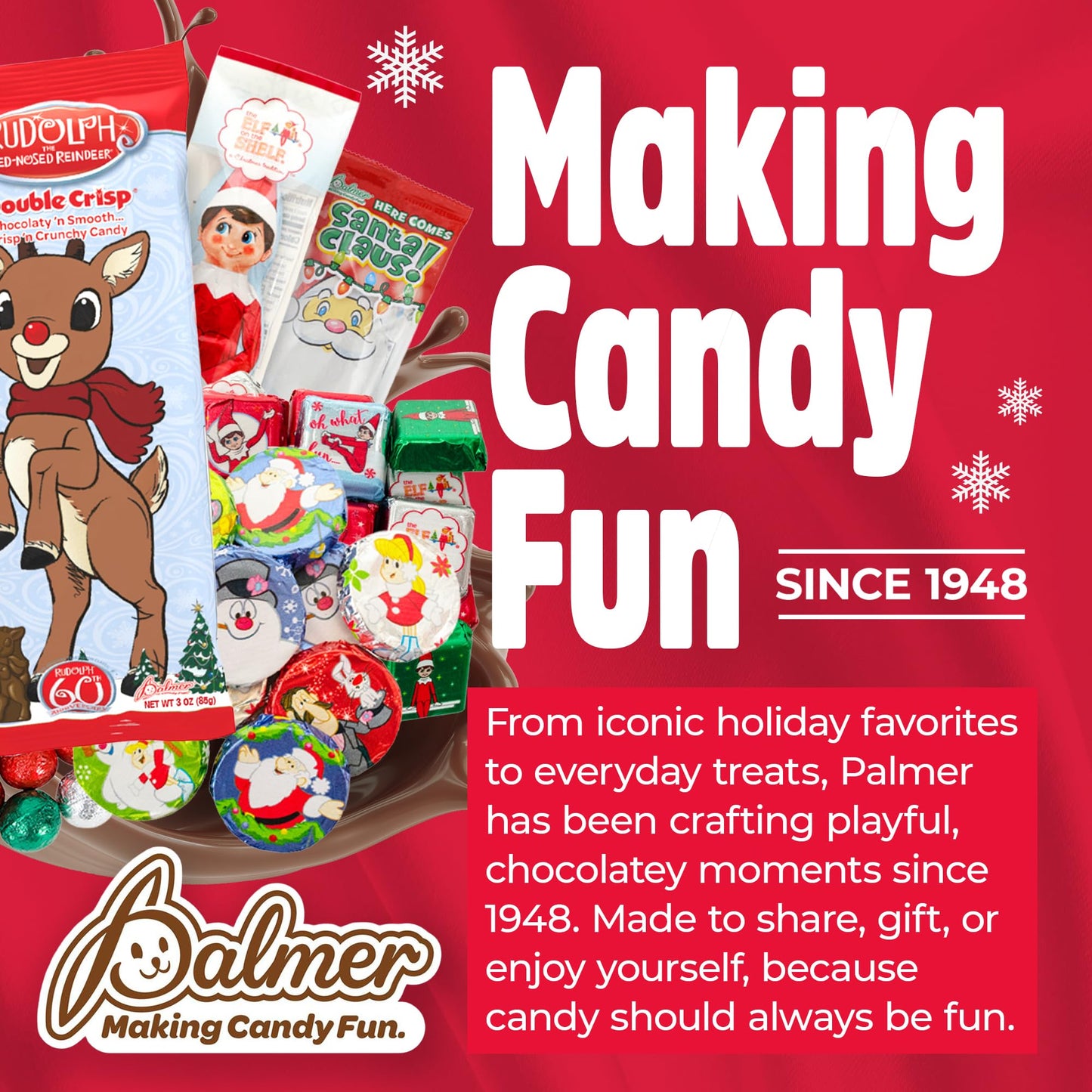 Palmer Milk Chocolate Mesh Coal, Crisp and Crunchy Sweets, Individually Wrapped Christmas Candy Pieces, Making Candy Fun Since 1948 (Pack of 3)