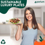 EPORIUM 8 Inch Square Palm Leaf Plates (50-Pack) I Compostable Disposable Dinnerware | Premium Quality I Eco-Friendly Plates Sustainable Heavy Duty