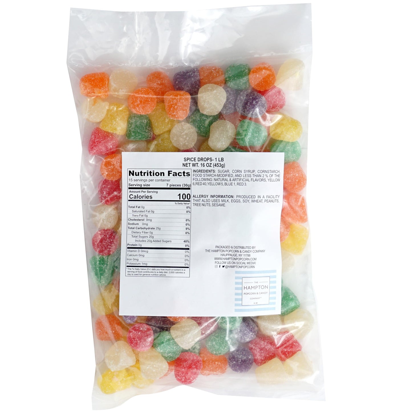 Spice Drops, 1 Pound Bulk Bag Spice Drops Candy, Spice Drop Candy Gum Drops, The Hampton Candy Company