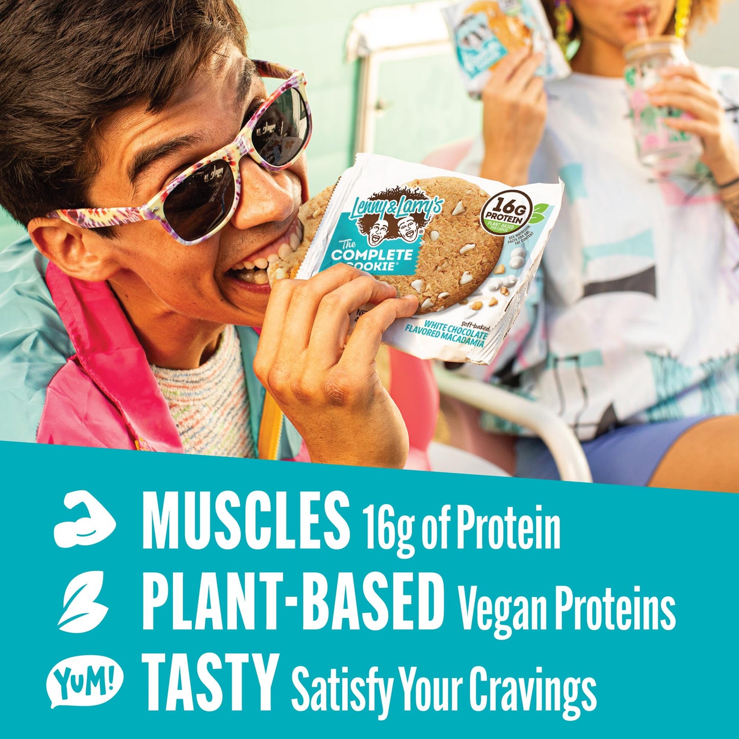 Lenny & Larry's Protein Cookie, [White Chocolate Flavored Macadamia], Chewy Soft Baked, 16g Plant Protein, Vegan, Non-GMO, High Fiber, 4 Ounce Cookie