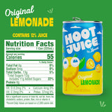 Hoot Juice Lemonade By Lemonati, No Artificial Sweeteners or Flavors, Gluten-Free, Kosher, Non-GMO, Vegan, 7.5 Fl Oz Mini-Cans, Pack of 12, Original