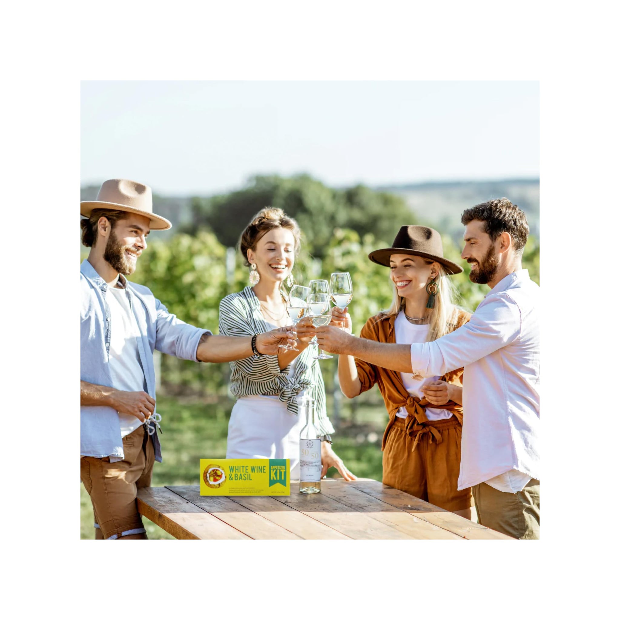 Crackerology White Wine & Basil Gourmet Artisan Snack Kits, 20 Count Crackers Plus Toppings, Easy & Simple Ready-to-Eat, Appetizer For Charcuterie