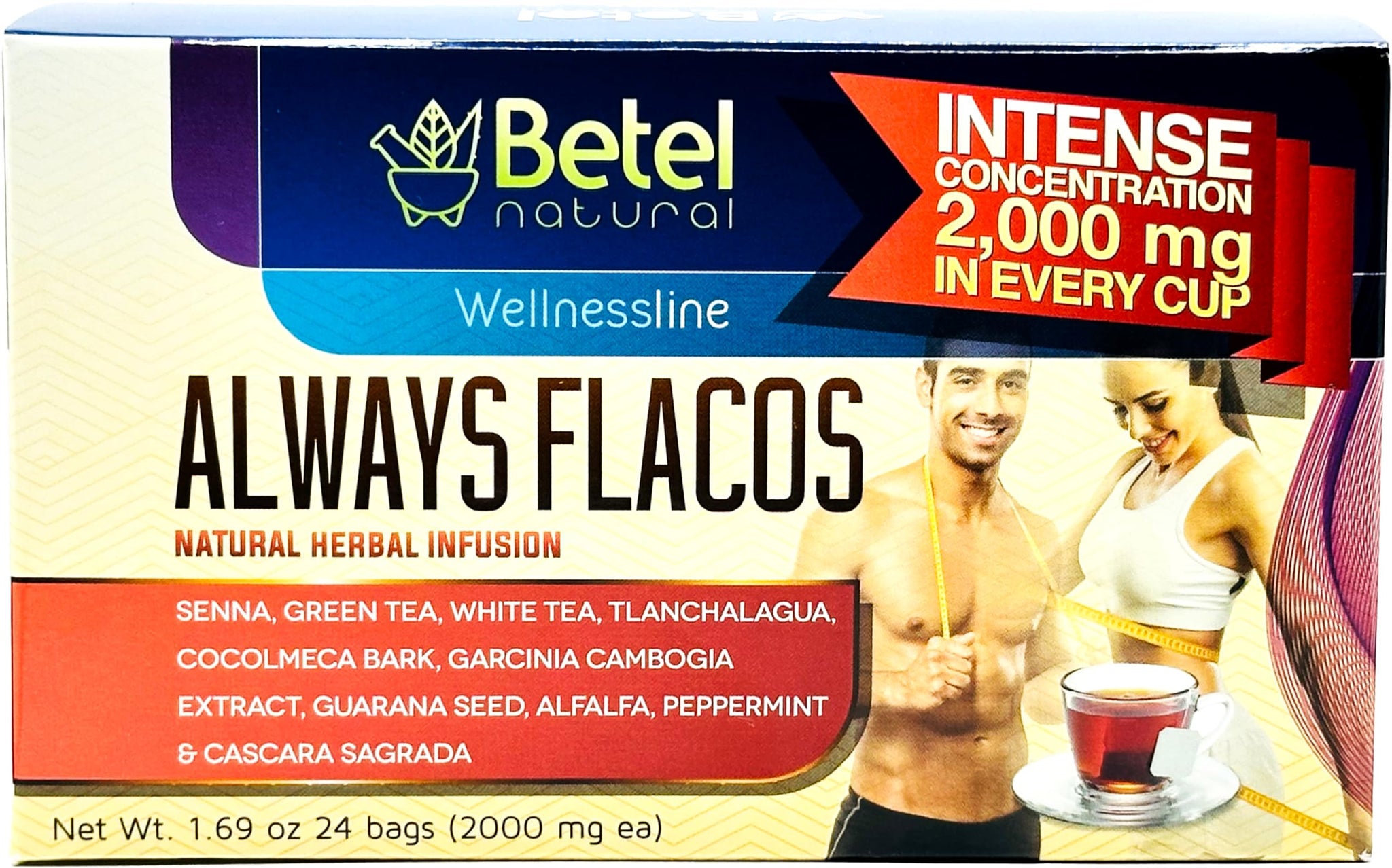 Always Flacos Tea by Betel Natural - Cleanse, Detox, and More in One Box - 24 Tea Bags