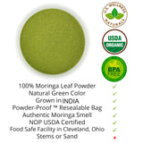 U.S. Wellness Naturals Moringa Powder 1LB (16Oz) 100% Certified Organic| 100% Pure Moringa Leaf NO Stems| - Raw from India | Smoothies | Drinks | Tea