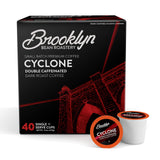 Brooklyn Beans Cyclone Gourmet Coffee Pods - Compatible with Keurig K Cup Brewers Including 2.0 Machines, 40 Count, Strong and Intense Double Caffeine