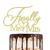 Finally Mr & Mrs Cake Topper,Wedding Anniversary Bridal Shower Party Decorations,Romantic Wedding Party Decorative Cake Toppers (golden)