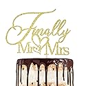 Finally Mr & Mrs Cake Topper,Wedding Anniversary Bridal Shower Party Decorations,Romantic Wedding Party Decorative Cake Toppers (golden)