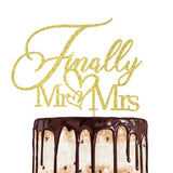 Finally Mr & Mrs Cake Topper,Wedding Anniversary Bridal Shower Party Decorations,Romantic Wedding Party Decorative Cake Toppers (golden)
