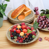 GNIEMCKIN 5 PCS 9.8 inch Bamboo Paper Plate Holder, Hand Weave wicker plate holders for Parties, Picnic, and Barbecue, Reusable.