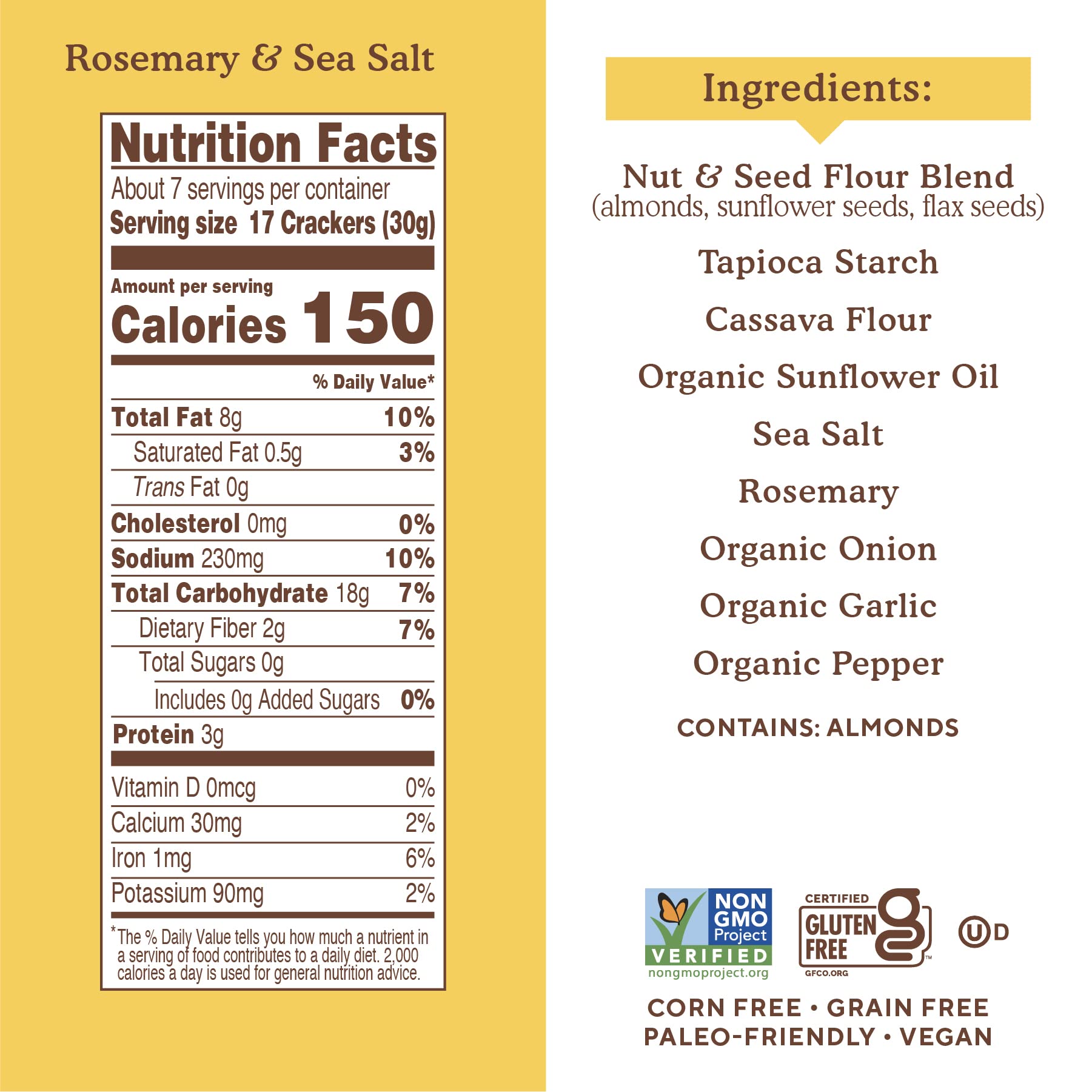 Simple Mills Almond Flour Crackers, Family Size, Rosemary & Sea Salt - Gluten Free, Vegan, Healthy Snacks, 7 Ounce (Pack of 2)