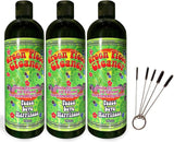 Green Piece® Glass Cleaner 3 Bottles (Made in USA) -16 oz and 5 Piece Mini Metal Nylon Tube Piece Cleaner Brush Set with Keychain Ring Combo
