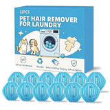 12 Pack Pet Hair Remover for Laundry, Reusable Dog & Cat Hair Catcher, Washer & Dryer Safe Laundry Balls, Anti-Tangle Design, Helps Remove Lint & Fur