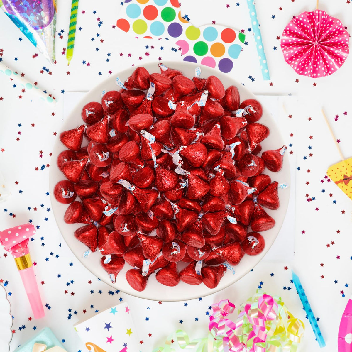 Bulk Milk Chocolate Candy in Red Foil - 1 Pound Bag Individually Wrapped Classic Chocolate Drops for Valentine’s Day, Weddings, Candy Buffets