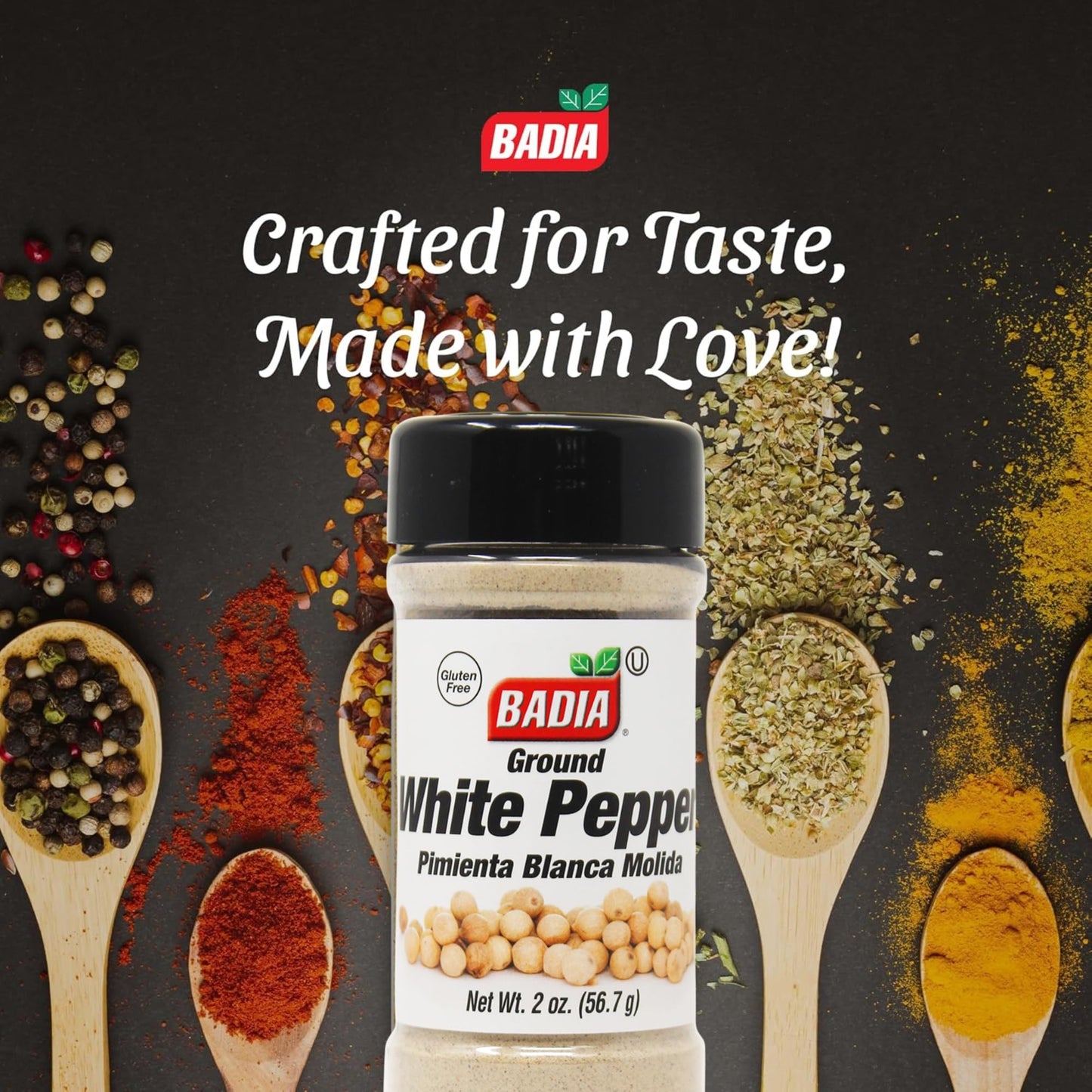 Badia Ground White Pepper, 2 oz - Smooth, Mellow Heat and Delicate Flavor for Light Sauces, Soups, Poultry and Seafood