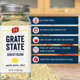 PS Seasoning Grate State Cheesy Blend Seasoning, Garlic Parmesan Mix for Mac and Cheese, Pasta, Fries, and More, Wisconsin-Crafted Zero Calorie