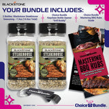 Blackstone Steakhouse Seasoning - Gourmet Griddle Premium Barbecue Rub 2 Pk (14.6 oz) + BBQ Masters & Opener (4 Items)!