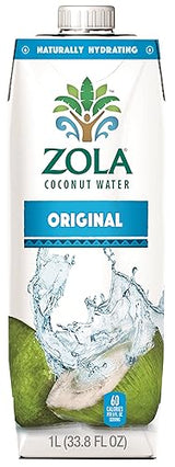 Zola 100% Natural Coconut Water, 1 Liter (Pack of 12)