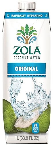 Zola 100% Natural Coconut Water, 1 Liter (Pack of 12)