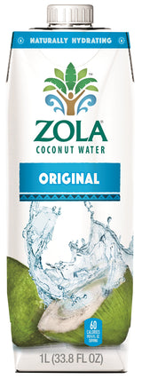 Zola 100% Natural Coconut Water, 1 Liter (Pack of 12)
