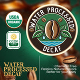 The Bean Organic Coffee Company Water Processed DECAF California Blend, Medium Roast, Ground Coffee, 16-Ounce Bag, Café Molido Tostado Orgánico