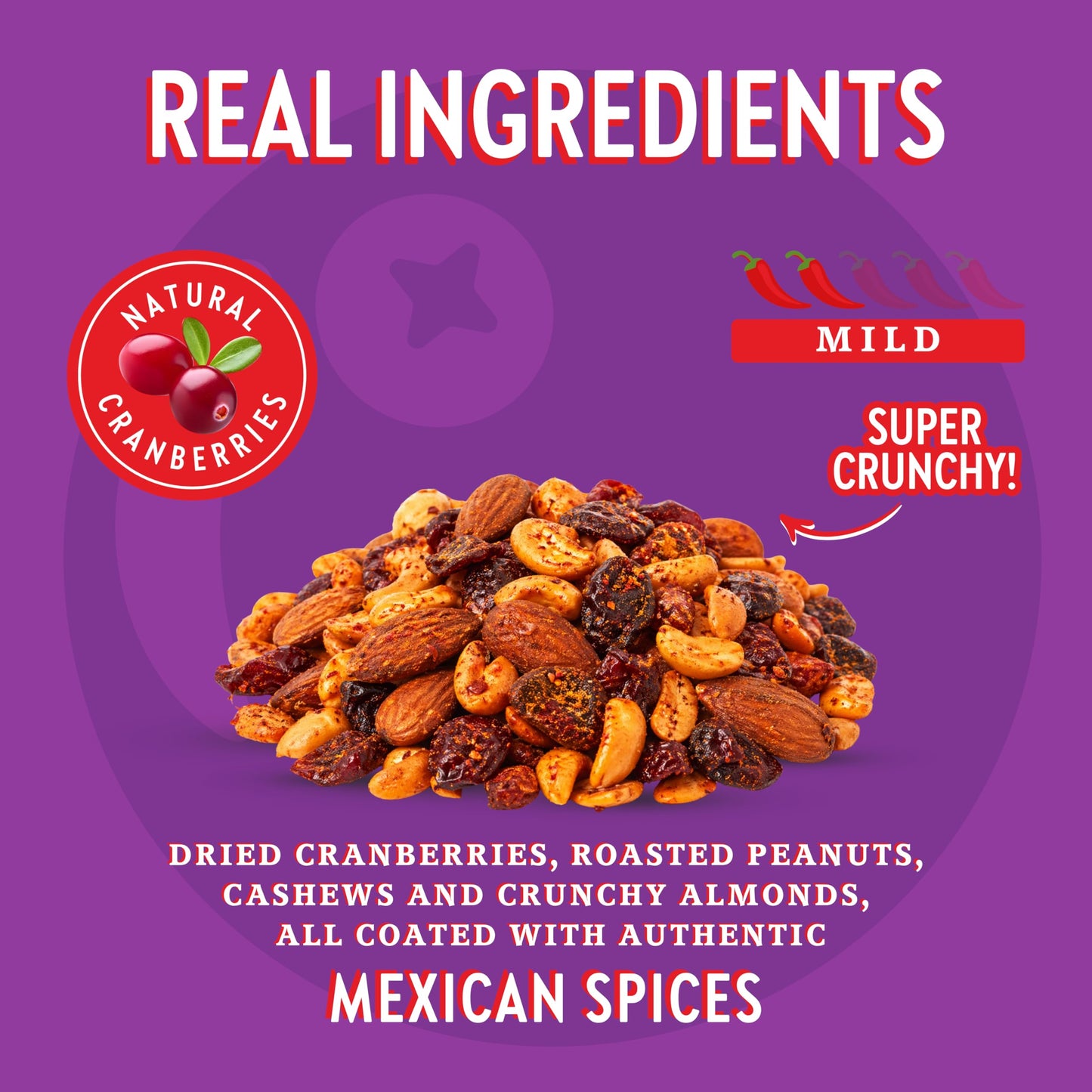 CHUZA Clasico Trail Mix - Semi Spicy Sweet Snack with 100% Mexican Spices - Dried Cranberries, Almonds, Peanuts & Cashews - High Protein - 4 oz (2pk)