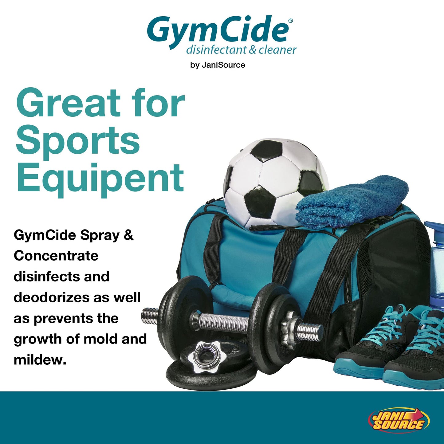 Jani-Source GymCide Disinfectant 1 Step Sports Equipment Concentrated Cleaner Deodorizer, Kills 99.9% of Germs and Eliminates Odors (Each)…