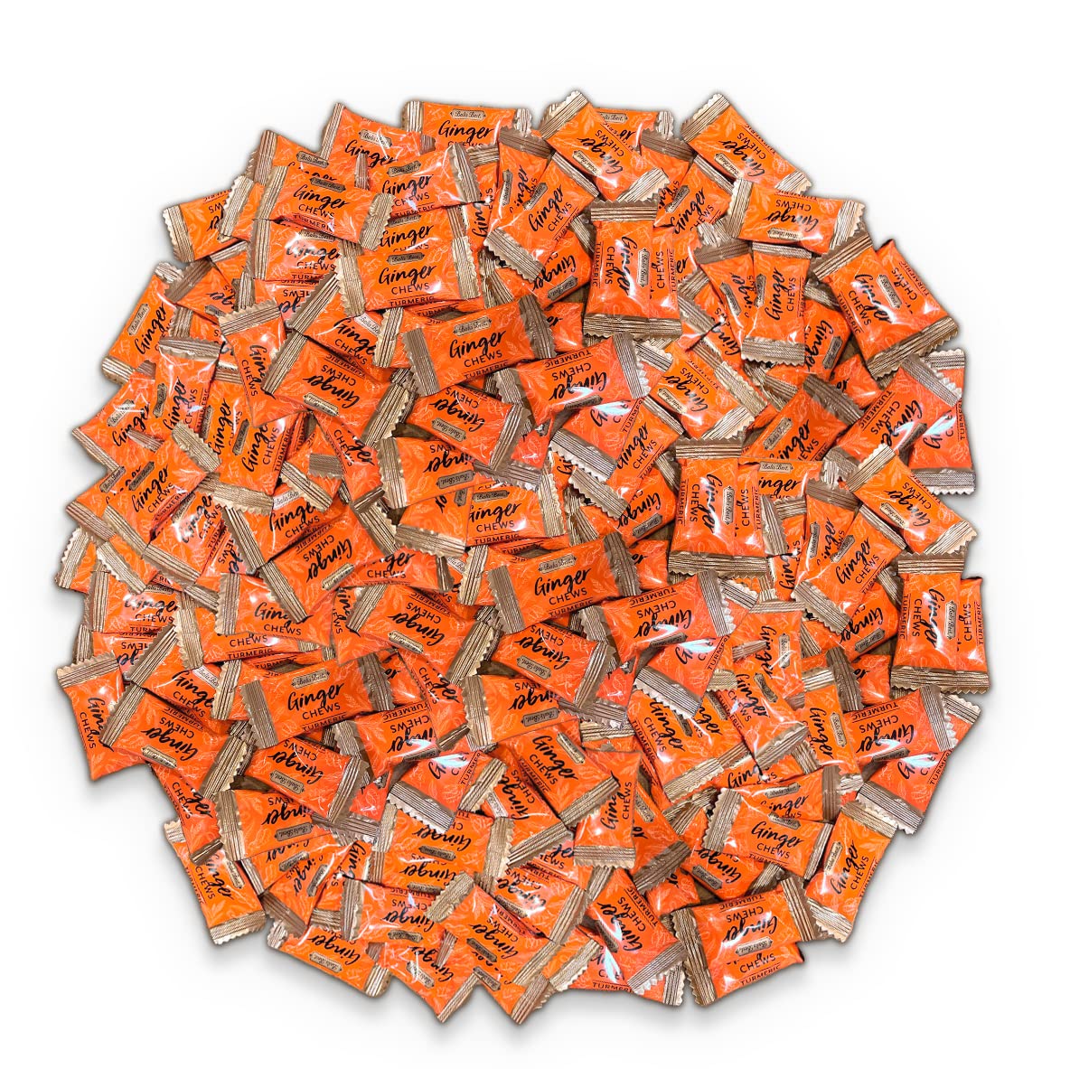 Bali's Best Ginger Chews, Soothing Turmeric Flavor, 250 Pieces, 2.2 Lb Bag, Individually Wrapped Soft Candy, Made with 100% Real Ginger, Digestive