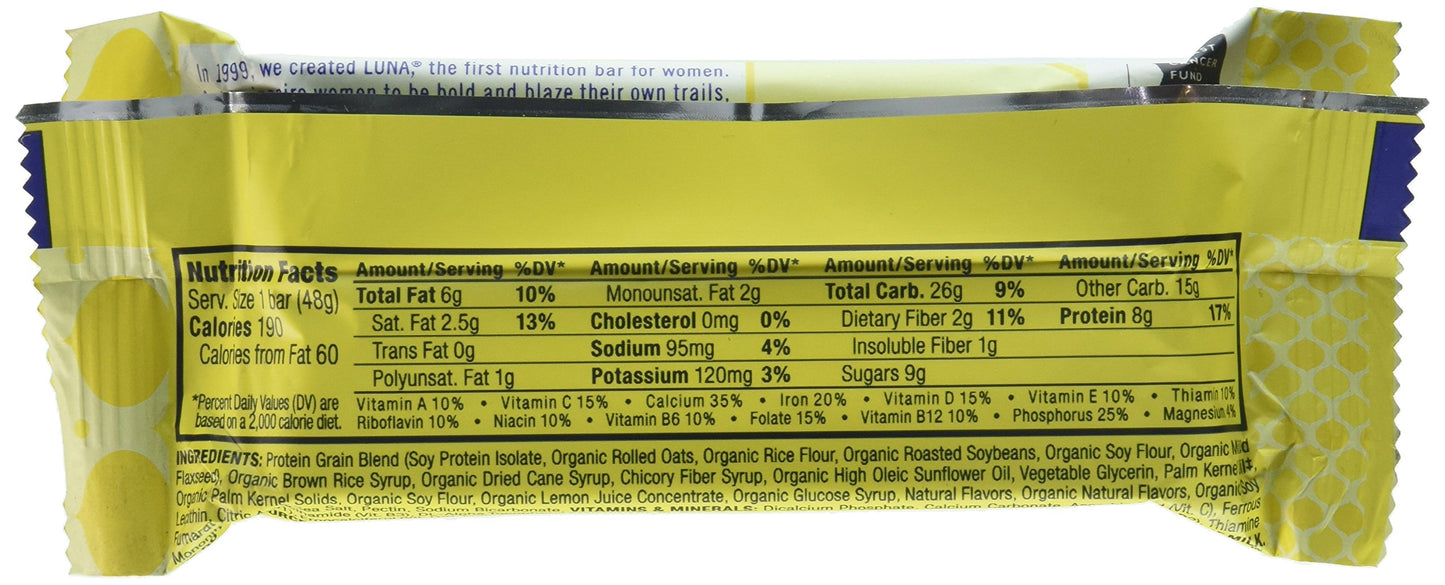 Luna Lemon Zest Snack Bar, 1.7 Ounce -- 240 per case.