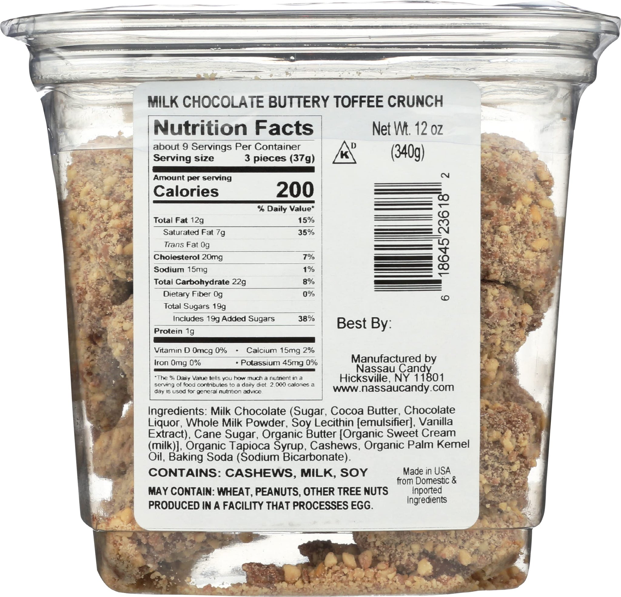 Nassau Candy, Candy Milk Chocolate Butter Crunch, 12 Ounce