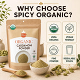 SPICY ORGANIC Ground Cardamom, 16 oz. - Fresh Cardamom Powder - Also Known as Elaichi, Cardamon - USDA Certified Organic, Gluten-Free, Non-GMO