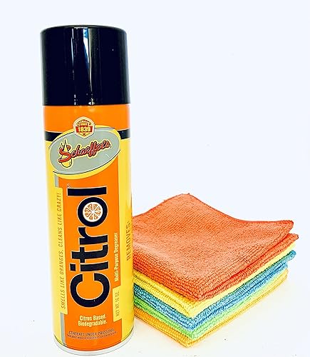 Schaeffer's Citrol 266 16oz Aerosol Multi-Purpose Degreaser Cleaner + 5 microfiber cloths