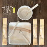 Holy City Straw Co. Paper Wrapped Bamboo Forks | 125ct. | 6.7in | Biodegradable Utensils | Compostable & Plastic-Free | Great for Foodservice