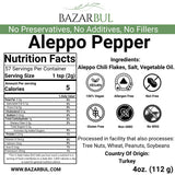 BAZARBUL Premium Crushed Aleppo Pepper Flakes, Turkish Pul Biber, Organic Halaby Chili Powder, Mild & Fruity Mediterranean Spice, 4 Ounces