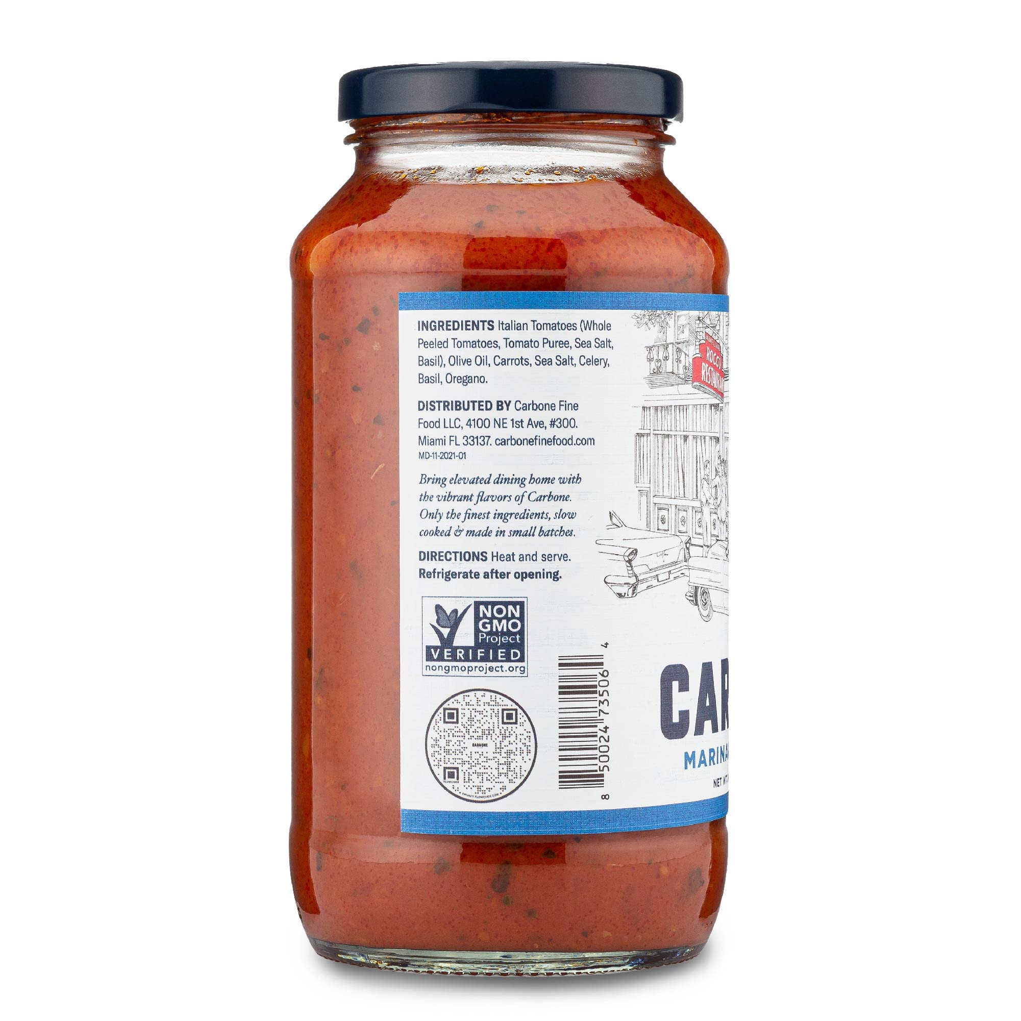 Carbone Marinara Delicato Pasta Sauce | Tomato Sauce Made with Fresh & All-Natural Ingredients | Non GMO, Vegan, Gluten Free, Low Carb Pasta Sauce, 24