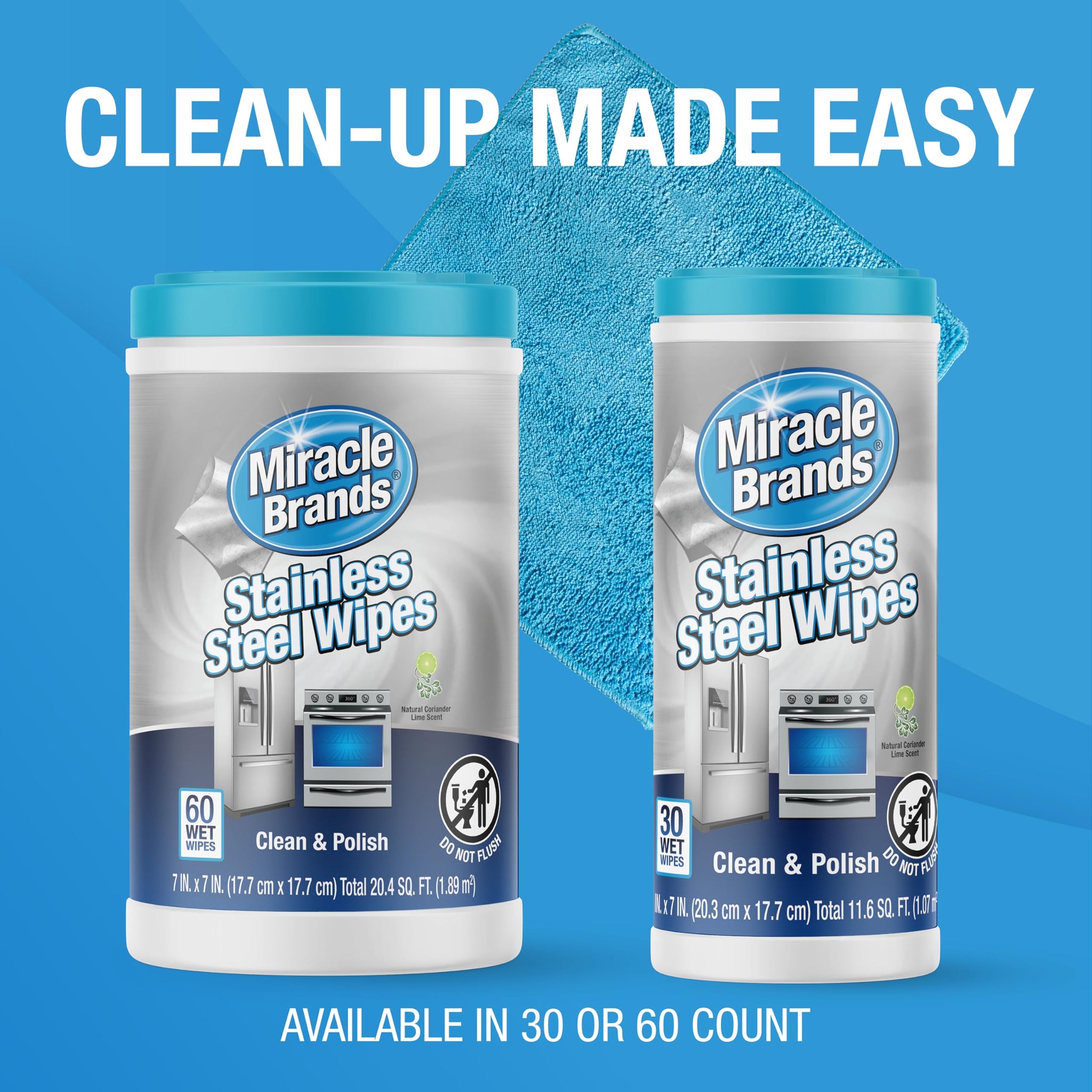 MiracleWipes for Stainless Steel, Great for Kitchen and Appliances, Including Oven, Refrigerator, Dishwasher, Microwave, Sink, Hood, Grill, Removes