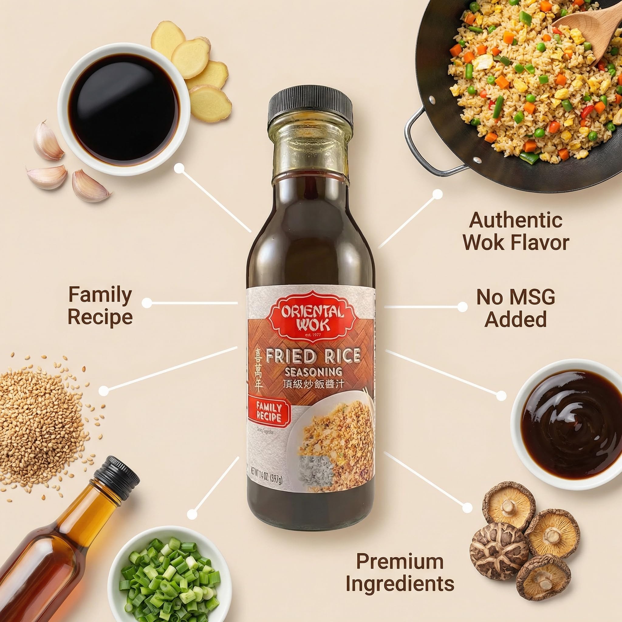 Sauce Fried Rice Seasoning - 14 fl oz Bottle - Pack of 2 - Asian Sauce and Stir Fry Sauce Marinade - Bbq Sauce for Chicken Wings and Ribs - Teriyaki