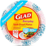 Glad Round Disposable Paper Plates, Heavy Duty Soak Proof Cut Proof Microwave Safe Pink Dinner Plates for Parties, Picnics, and Everyday Meals, Pink