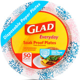 Glad Round Disposable Paper Plates, Heavy Duty Soak Proof Cut Proof Microwave Safe Pink Dinner Plates for Parties, Picnics, and Everyday Meals, Pink