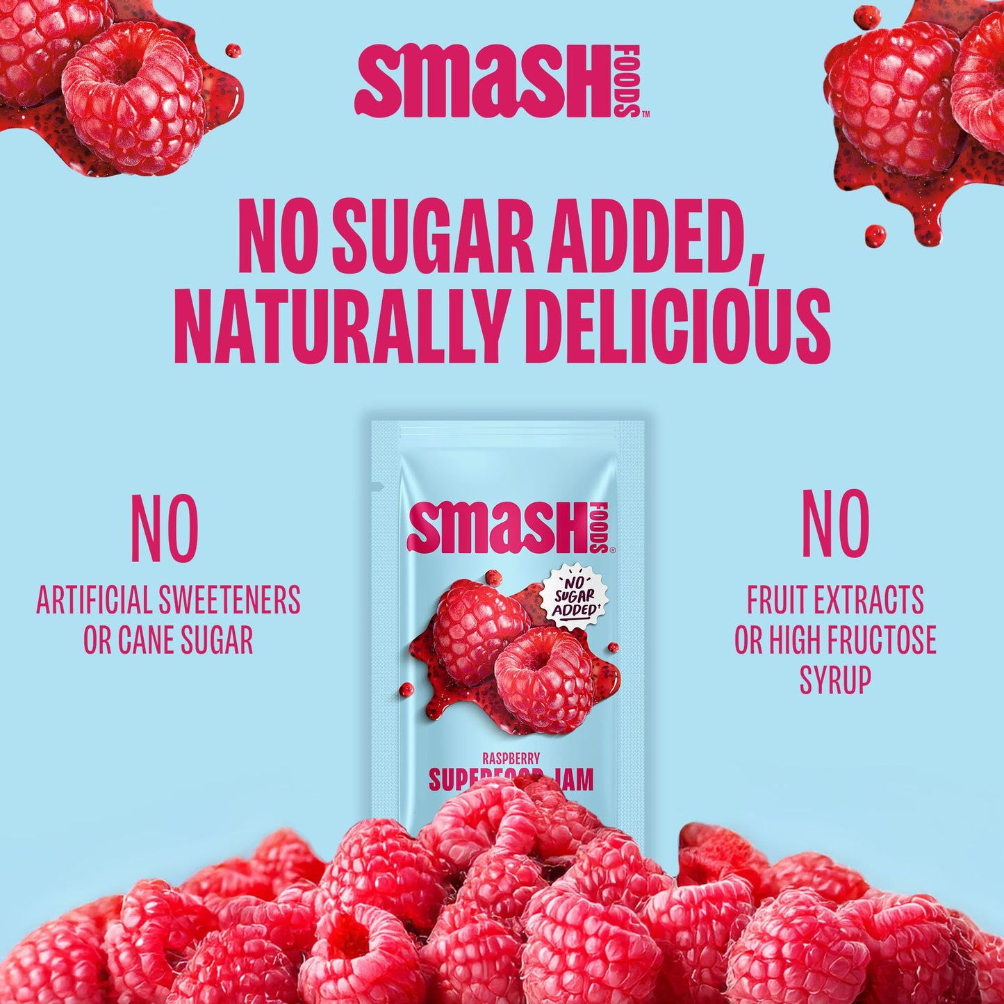 Smash Foods Raspberry Superfood Jam Sgl, 1.15 OZ